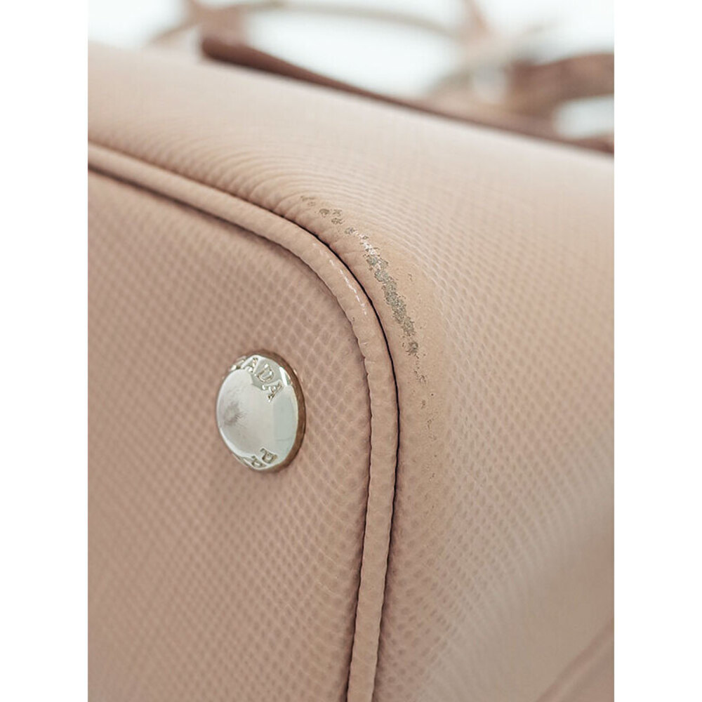 Prada Saffiano Cuir Double Bag Saffiano leather rolled leather handles Pink - Picture 8 of 9